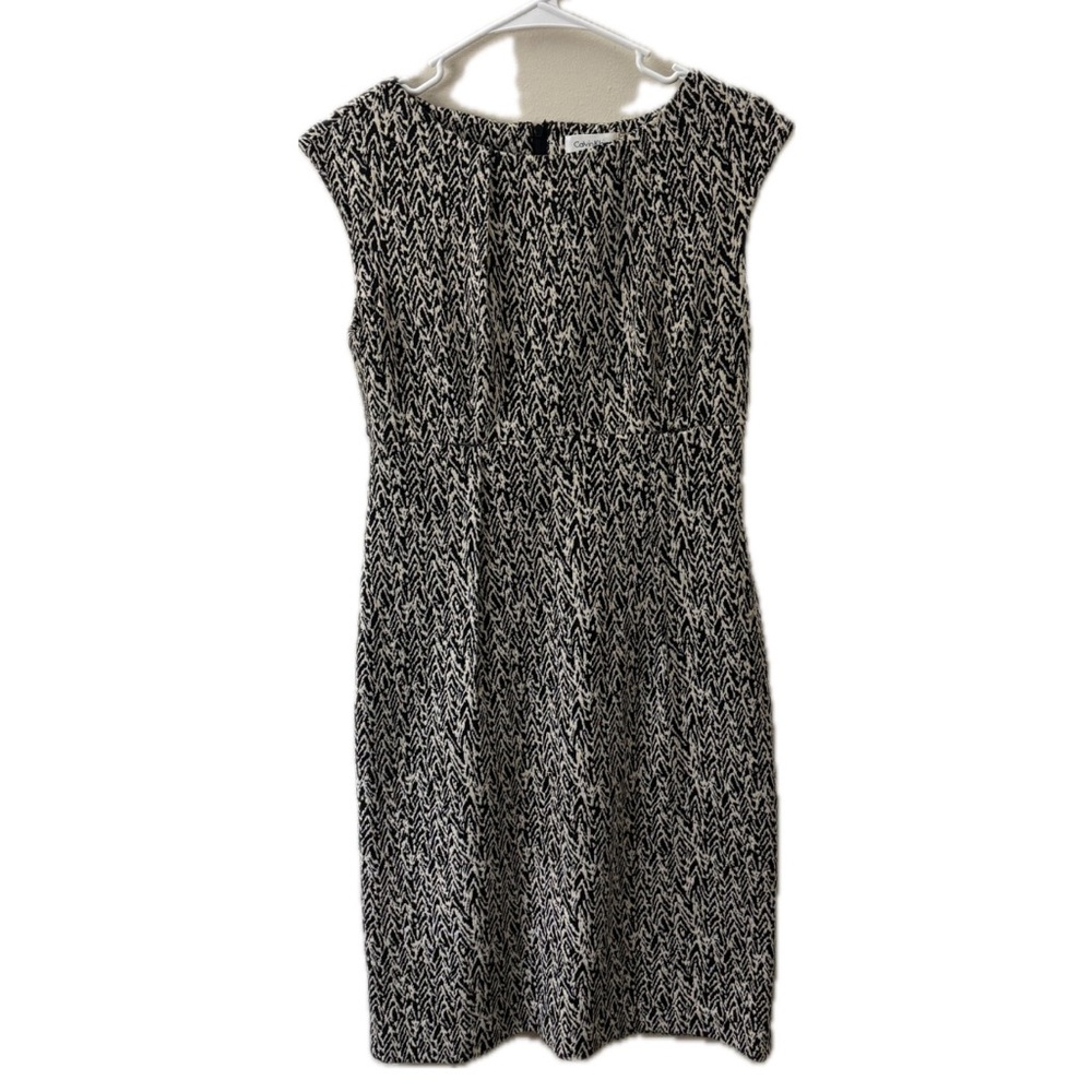 Calvin Klein Black & White Midi Dress Size 4 Sleeveless